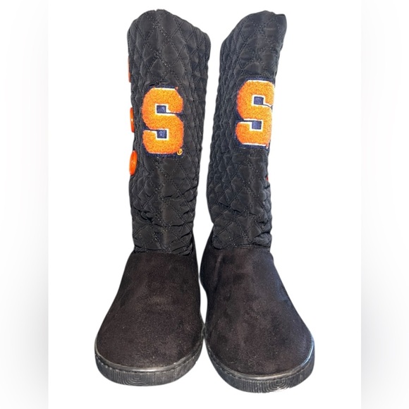 Syracuse University Quilted Black Orange Boots Size 9/10 - Picture 3 of 7